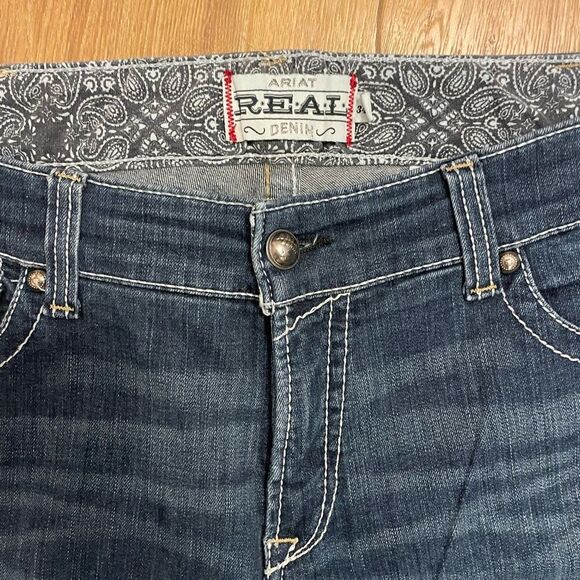 Ariat REAL Womens Whipstitch Mid Rise Boot Cut OCEAN Blue Jeans 10014022 34R - Picture 4 of 10